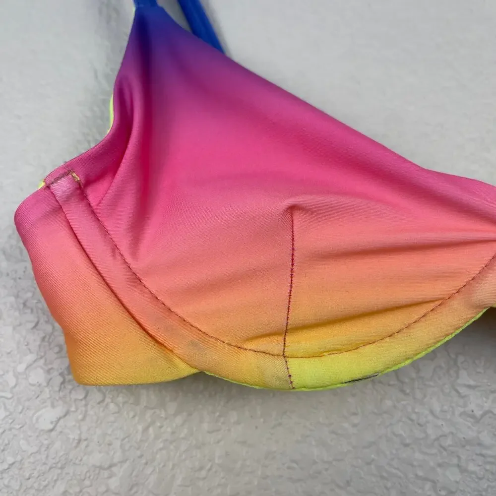 Beach Riot Camilla Bikini Top Rainbow Size XS‎ Summer Beachwear Swim